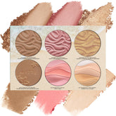 Physicians Formula vista frontal de la paleta mostrando seis tonos y acabado hidratante