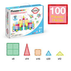 PicassoTiles niño construyendo torre 3D fomentando creatividad