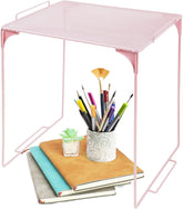 Piffny frente del estante apilable rosa mostrando diseño y tamaño útil