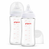 PIGEON biberón frontal pack de 2 mostrando diseño y capacidad