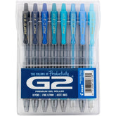 PILOT G2 estuche frontal mostrando 8 bolígrafos azul para organización