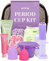 Pixie Cup kit frontal mostrando copas y accesorios para empezar