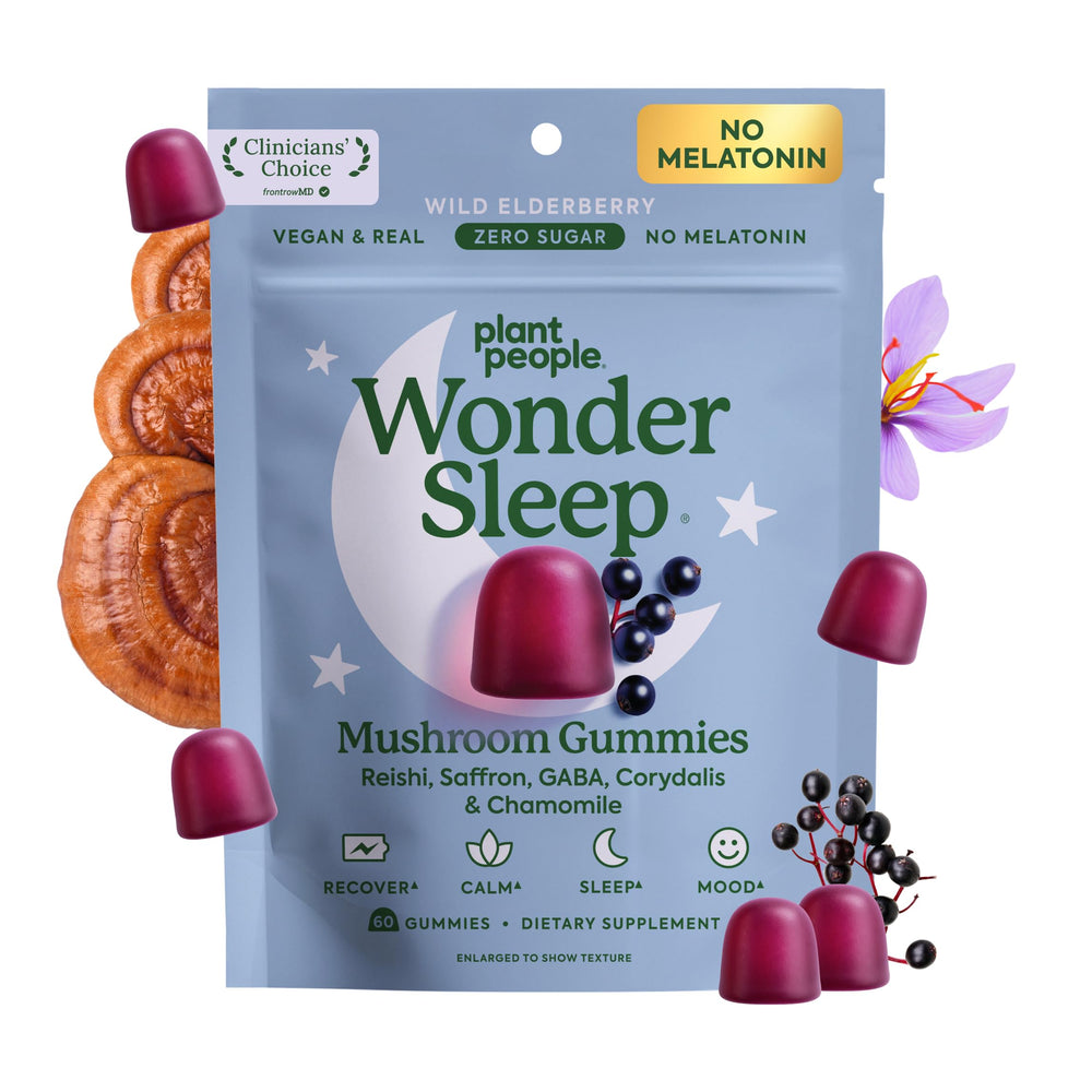 Plant People: empaque frontal del suplemento WonderSleep, fácil identificación y diseño práctico
