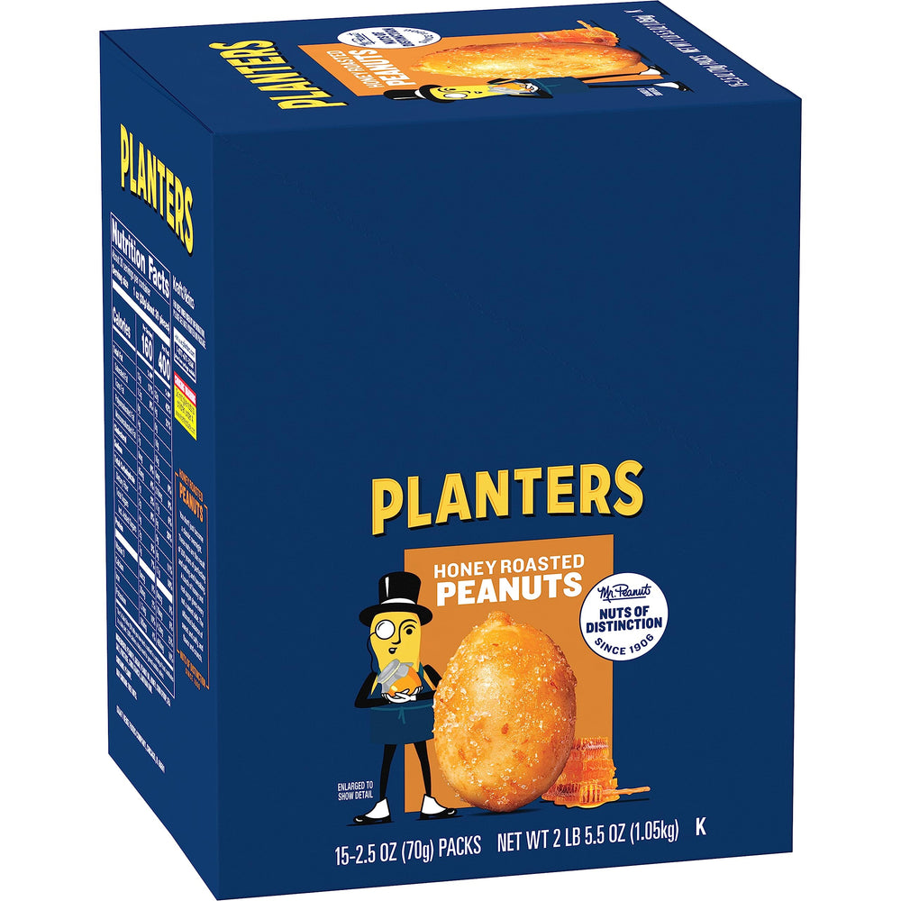 PLANTERS vista frontal del paquete con 15 bolsitas, ideal para llevar