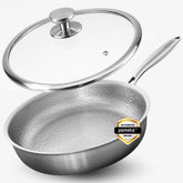 Plateful sartén titanio 12 pulgadas vista frontal, diseño duradero y profesional