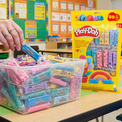 Play-Doh colores distribuidos rojo azul lavanda verde amarillo divertido