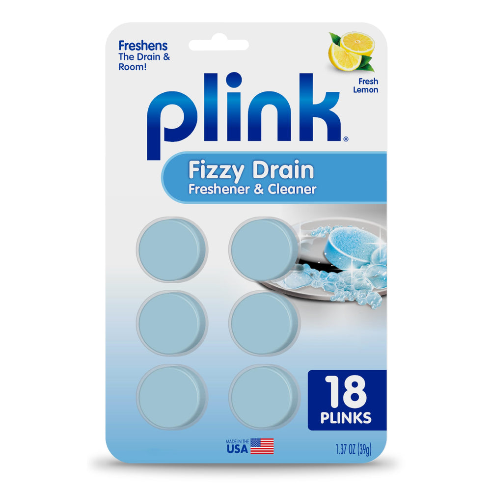 Plink empaque frontal con pastillas visibles y beneficio de limpieza rápida