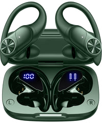 PocBuds vista frontal del auricular oliva mostrando diseño y ajuste seguro