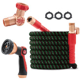 Pocket Hose frente y empaque mostrando beneficio de almacenamiento compacto