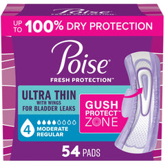 Poise empaque frontal mostrando 54 unidades y protección discreta