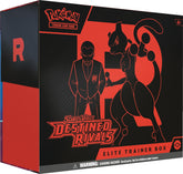 Pokémon caja Destined Rivals frontal mostrando contenido y diseño llamativo