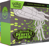 Pokémon Elite Trainer Box frontal mostrando la caja y beneficios de colección