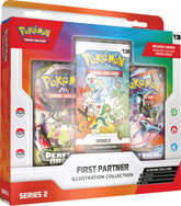 Pokémon First Partner Illustration Collection frontal del empaque mostrando contenido y arte conmemorativo