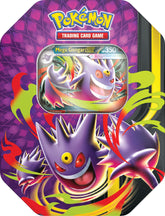 Pokémon estuche Mega Moonlit frente con arte lunar y beneficio de exhibición