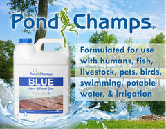 Pond Champs aplicación en estanque demostrando cobertura uniforme
