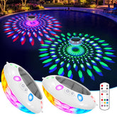 Pooldecor vista frontal de la luz flotante mostrando forma y colores vibrantes