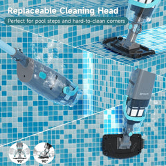 PoolMr vacuum cleaning pool floor demonstrating strong suction and quiet operation