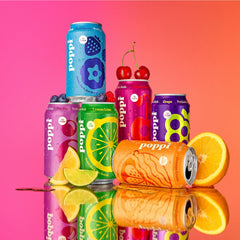 poppi variety pack top-down with each flavor visible, helping choose flavors quickly