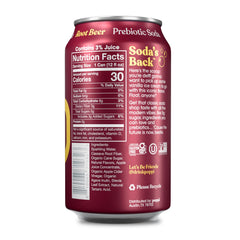 Poppi root beer primer plano de lata revelando la textura y burbujeo