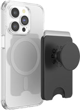 PopSockets monedero frontal negro mostrando perfil delgado y estilo