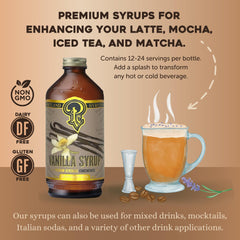 Portland Syrups etiqueta detalle con información de vainilla Tahití