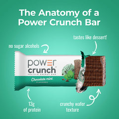 Power Crunch barra abierta con relleno cremoso mostrando crujiente