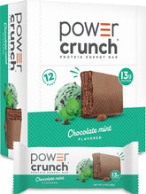 Power Crunch frente del empaque mostrando 12 barras y diseño atractivo