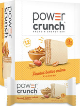 Power Crunch empaque frontal Peanut Butter Crème mostrando marca y sabor