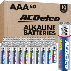 Powermax ACDelco pack frontal mostrando 60 pilas y cierre reclosable para ahorro