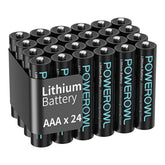 POWEROWL pack frontal de 24 pilas AAA mostrando cantidad y diseño