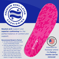 PowerStep Pinnacle Pink insertada en zapato deportivo para mejor estabilidad