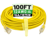 POWGRN cable extensión 100ft vista frontal con conectores robustos y seguridad