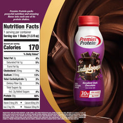 Premier Protein batido vertido en vaso listo para beber y disfrutar