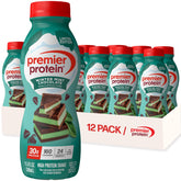 Premier Protein botella frontal Winter Mint Chocolate, sabor festivo y proteína práctica