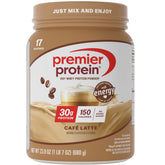 Premier Protein envase frontal mostrando 17 porciones y beneficios nutricionales