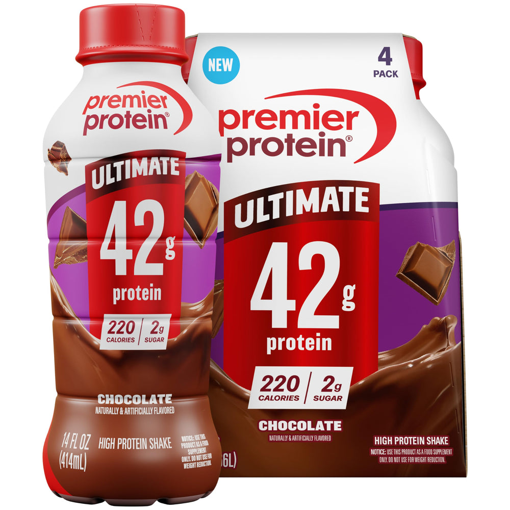 Premier Protein envase frontal chocolate, proteína abundante listo para beber