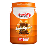 Premier Protein envase frontal con sabor salted caramel, presentación clara y atrayente