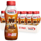 Premier Protein frente del pack de 12 unidades mostrando diseño y sabor