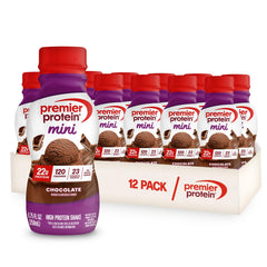 Premier Protein MINIs frente del envase mostrando 22 g proteína y sabor chocolate