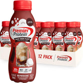 Premier Protein botella frontal Root Beer Float mostrando envase y beneficios prácticos