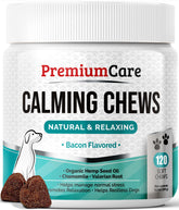 PREMIUM CARE envase frontal mostrando 120 mordiscos y beneficio calmante