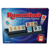 Pressman Rummikub vista del set completo con fichas y soportes, fácil identificación