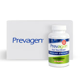 Prevagen frasco frontal en caja mostrando presentación y facilidad de almacenamiento