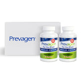 Prevagen pack frontal mostrando caja y dos frascos, facilita almacenamiento