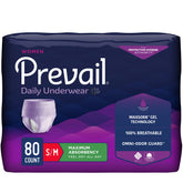 Prevail empaque frontal lavanda mostrando paquete de 80 unidades y apariencia discreta