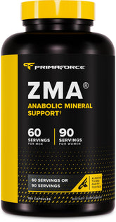 Primaforce ZMA front label showing 180 capsules and supplement facts benefit clarity