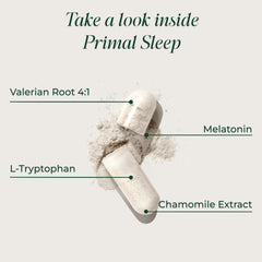 Primal Harvest Sleep ingredientes naturales en polvos y plantas que refuerzan la fórmula
