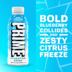 PRIME Hydration close-up de textura que resalta bebida refrescante