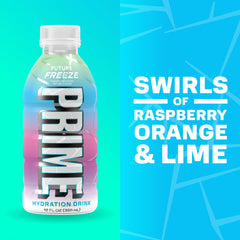 PRIME HYDRATION lata abierta en manos de usuario tras entrenamiento, rápido reabastecimiento
