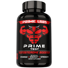 Prime Labs front packaging showing supplement bottle and branding benefits